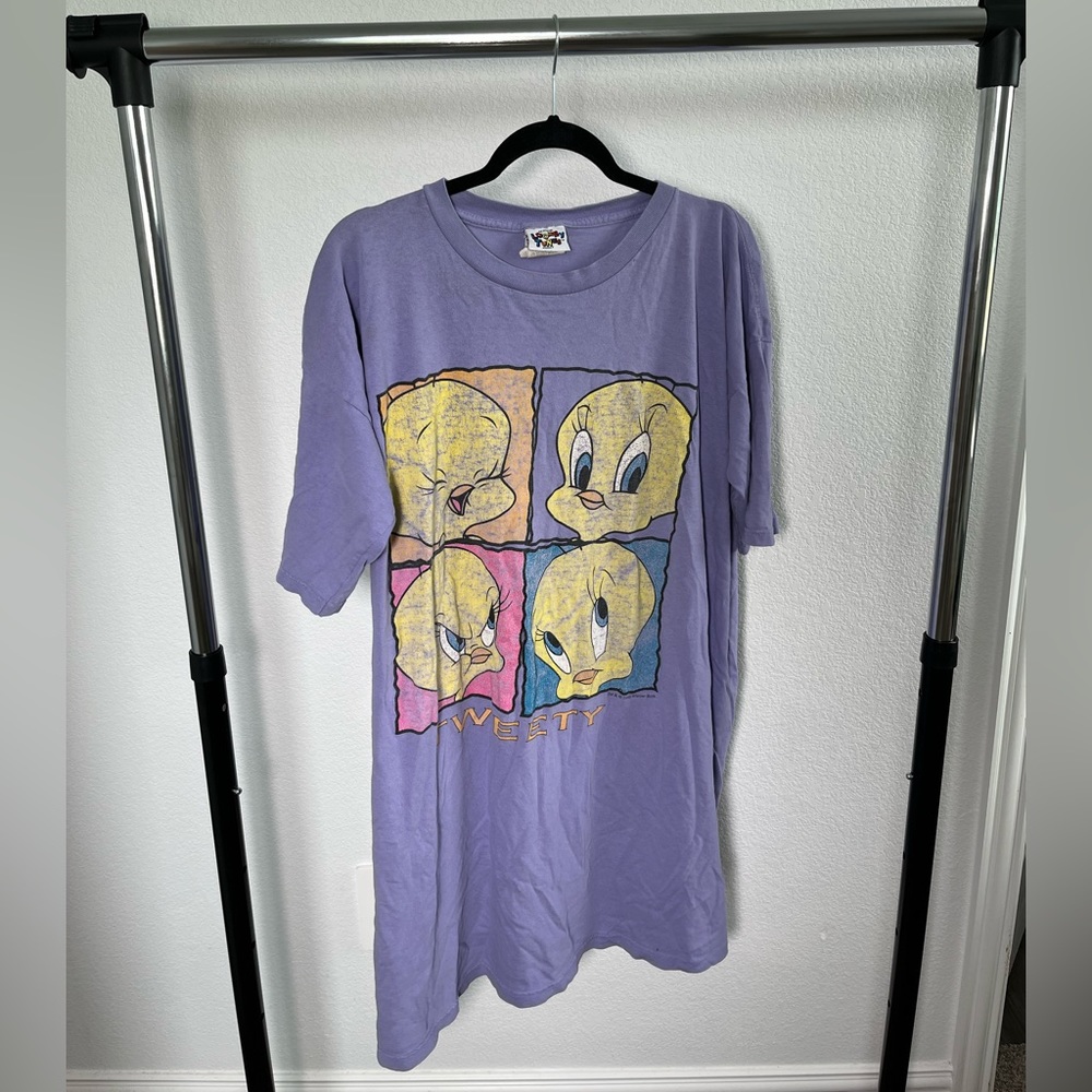 Light Purple Tweety Moods Oversized T-Shirt